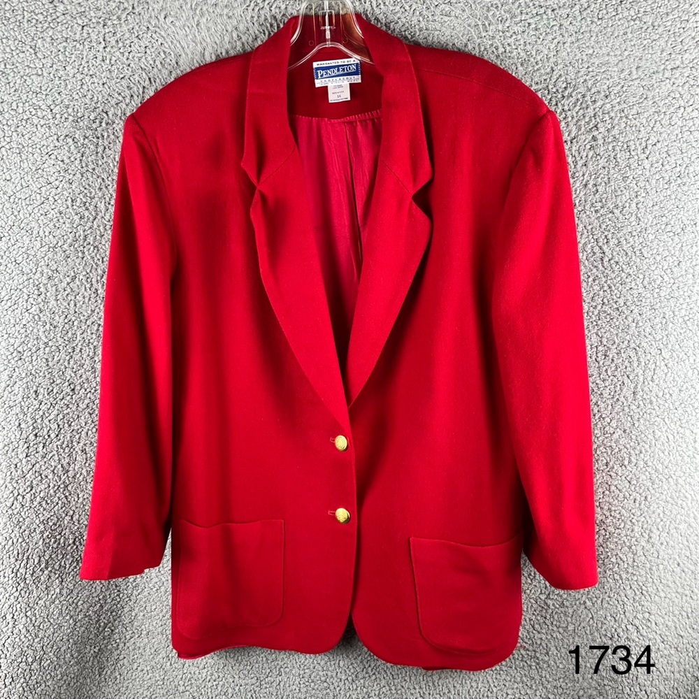 Pendleton Women’s Size 16‎ Red Wool Blazer Vintage Made in USA